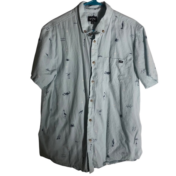 Billabong light blue shirt sleeve button down 100% cotton shirt. Sz Large - Picture 1 of 7